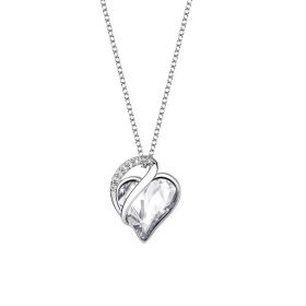 925 Sliver Heart Shaped Geometric Necklace Jewelry Women's Clavicle Chain Valentine's Mothers Day Gift (Color: White)