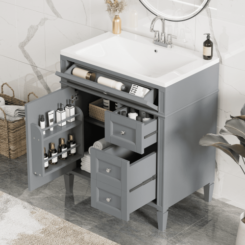 30'' Bathroom Vanity with Top Sink, Modern Bathroom Storage Cabinet with 2 Drawers and a Tip-out Drawer, Single Sink Bathroom Vanity 30'' Bathroom Vanity with Top Sink, Modern Bathroom Storage Cabinet with 2 Drawers and a Tip-out Drawer, Single Sink Bathroom Vanity