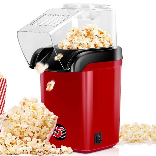 5 Core Hot Air Popcorn Popper Machine 1200W Electric Popcorn Kernel Corn Maker Bpa Free, 95% Popping Rate, 2 Minutes Fast