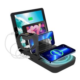 70W Charging Station for Multiple Devices, 5 in 1 Fast Charging Dock with 10W Max Wireless Charger and 4 Ports , 30W USB C PD Fast Charging for iPad (Color: Black)